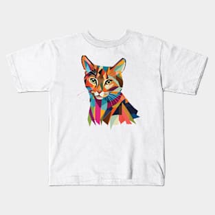 Cute Abstract Colorful Cat Kids T-Shirt